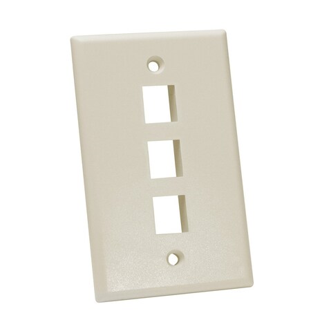 Quest Technology International Keystone Wall Plate, Single-Gang - 3 Ports, Almond NFP-1039
